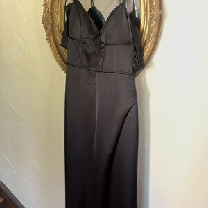 Satin Gown With Boned Corset, Removable Off-shoulder straps